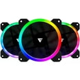 thumbnail image 1 of Game Factor FKG400 Kit de 3 Ventiladores RGB 120 mm, 1500 RPM, HUB con Capacidad de 10 Ventiladores, Control Inalambrico y 2 tiras LED Incluidas, Negro, 1 of 5