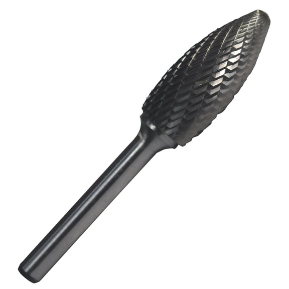 SH5x6" 1/2" X 1-1/4" Flame Carbide Burr 1/4" Shank 6"OAL, DULSH5X6