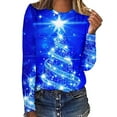 thumbnail image 4 of Lindreshi Christmas Shirts for Women Long Sleeve Women's Fashion Printed Loose T-shirt Long Sleeves Blouse Round Neck Casual Tops, 4 of 5