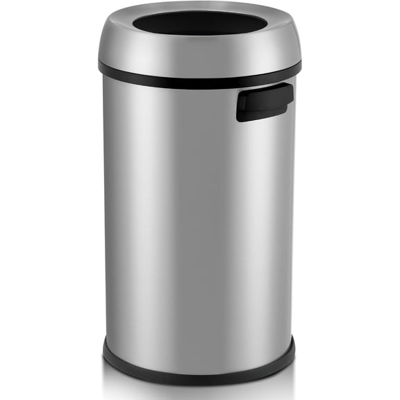 g 65L/17Gal Heavy Duty Open Top Commercial/Kitchen Trash Can, Fingerprint-Resistant Waste Bin for Office Bedroom Restaurant, Brushed Stainless SteelTrash can