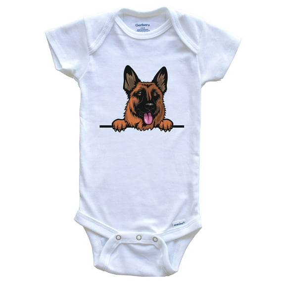 German Shepherd Dog Breed Cute Baby Bodysuit v3, 0-3 months white