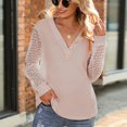 thumbnail image 4 of Camisas informales con cuello en V para mujer, camisas holgadas de punto de manga larga con estilo en forma de rombo para otoño e invierno, 4 of 7