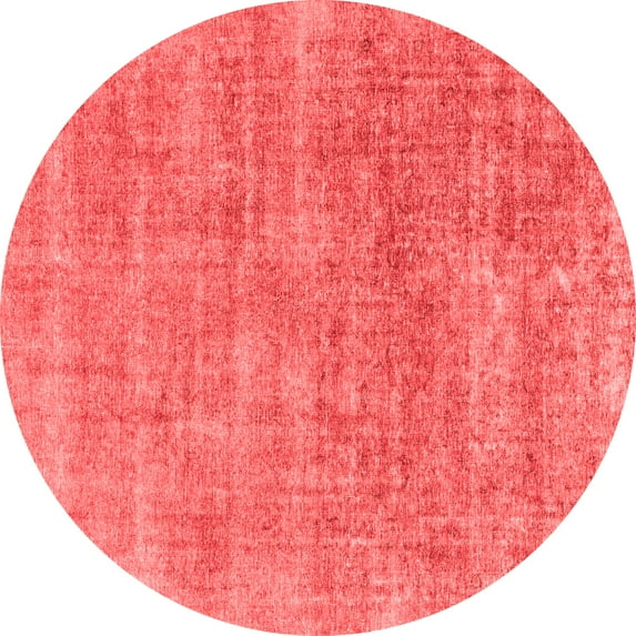 Ahgly Company Machine Washable Indoor Round Abstract Red Modern Area Rugs, 8' Round