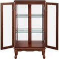 thumbnail image 3 of Curio Display Cabinet, 3 Tier Lighted Curio Cabinet with Shelves, Gift for Antiques Enthusiast, Tempered Glass Doors, Walnut, 3 of 9