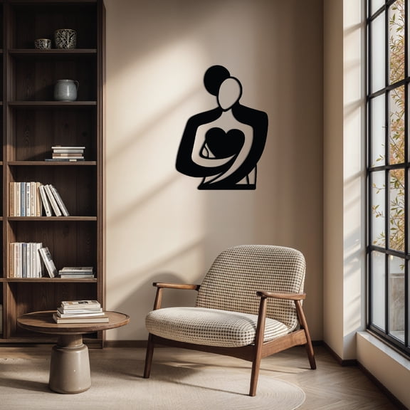 Swift Beacon Loving Embrace Silhouette Metal Wall Art - Elegant Textured Black Finsihed with Solid Metal Body, Ideal Wall Decor for Living Room, Bedroom, Office and Playroom