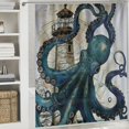 thumbnail image 6 of Orinice  Nautical Octopus Shower Curtain, Blue Teal Cool Ocean Kraken Sailboat Pirate Theme Retro Bathroom Curtain Waterproof Fabric Machine Washable with Hooks 60x72, 6 of 7