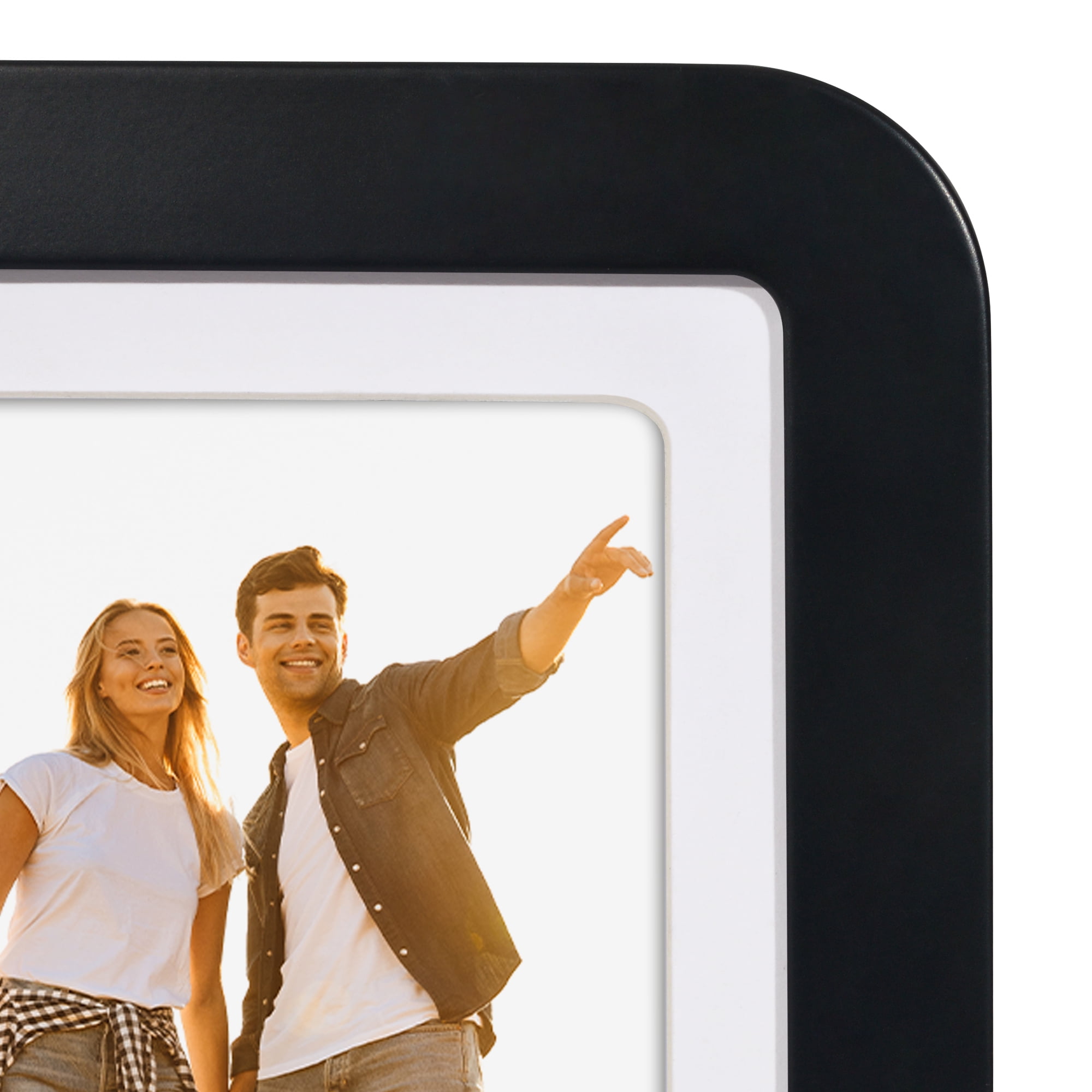Americanflat 5x7 Picture Frame with Shatter-Resistant Glass with 4x6 Mat Round Corner Molding Mod - Black