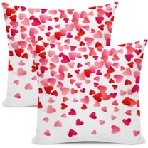 Valentines Pillow Covers 16x16 Inch Set of 2,Pink Love Heart Throw Pillows Case,Valentine''s Day Mother''s Day Anniversary Decorative Square Cushion Covers Farmhouse Couch Decor for Home Sofa Bed