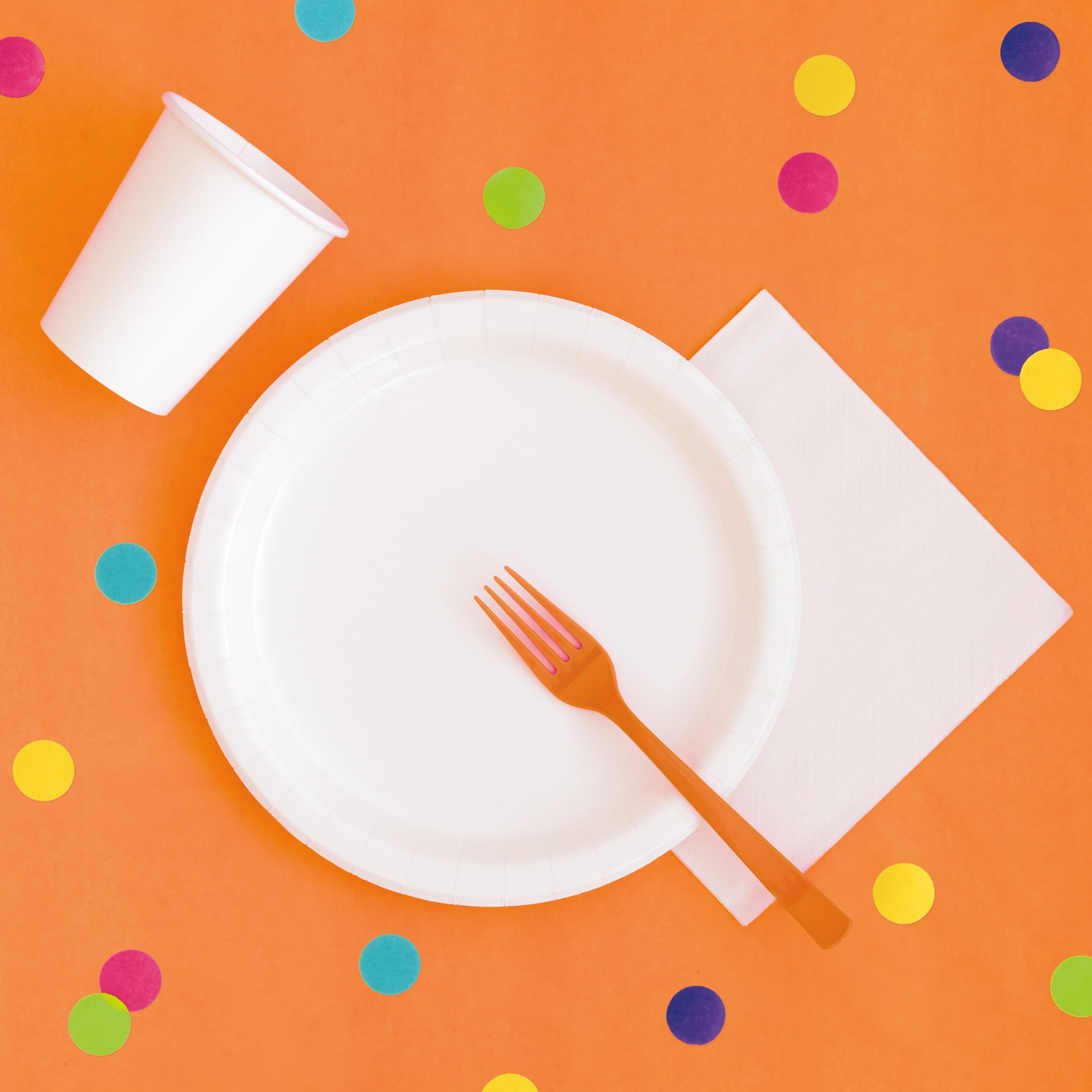 (6 pack) 1CT 84IN Orange Round Plastic Table Cover by Way To Celebrate