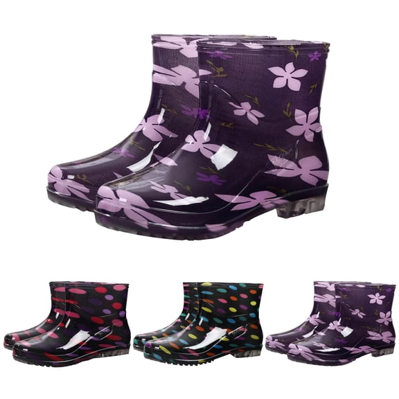 Tqyyweavej Women's Short Rain Boots Waterproof Non-Slip Versatile PVC Rainboots Lightweight Fashion Outdoor Garden Shoes for Farming Walking