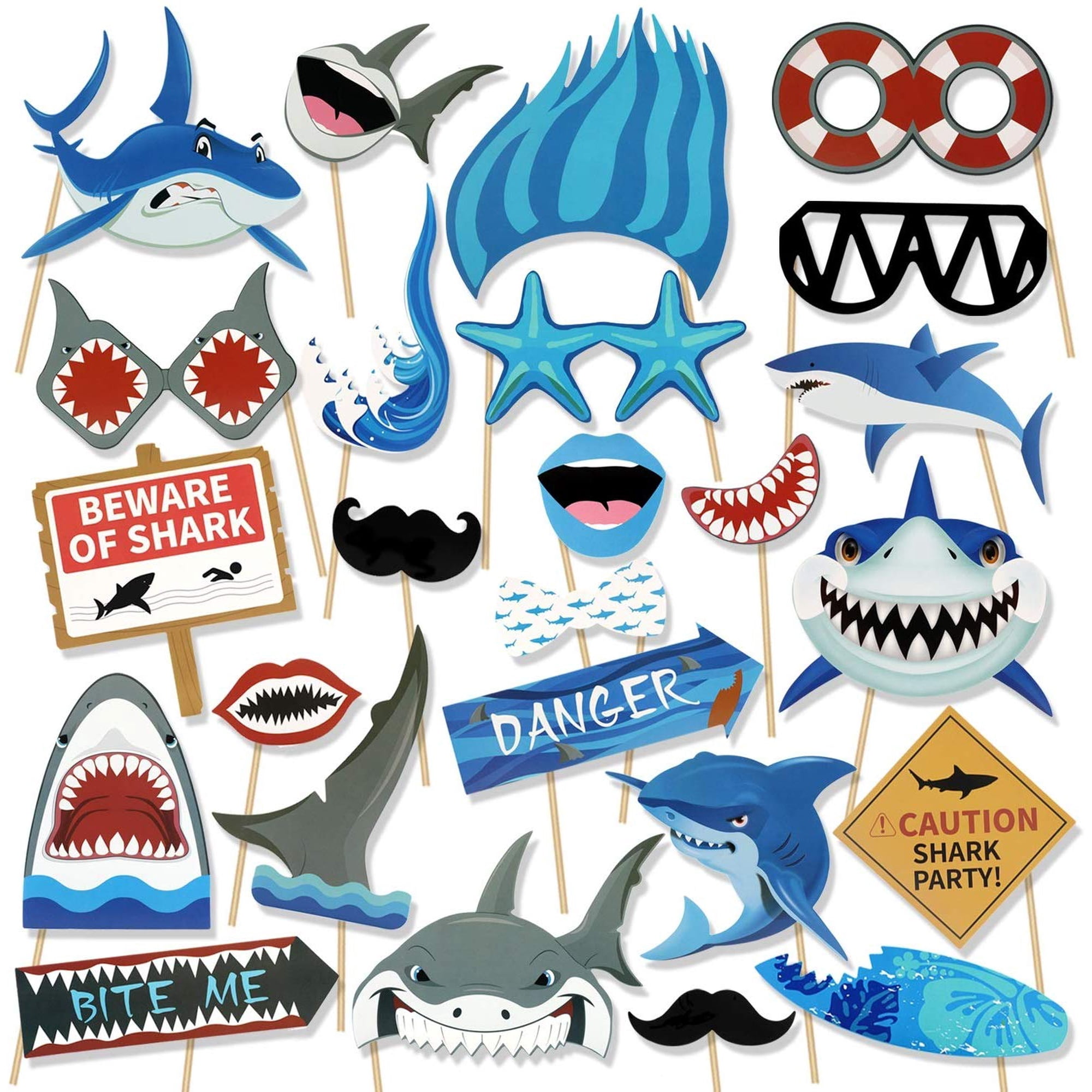 PlayWorld PartyPavillion Photo Booth Props Shark Party - Blue