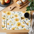 thumbnail image 2 of Placemat Set of 4 Watercolor Flower Placemats for Dining Table Spring Yellow Flower Washable Table Mats for Kitchen and Party Decor Indoor & Outdoor Use, 2 of 8