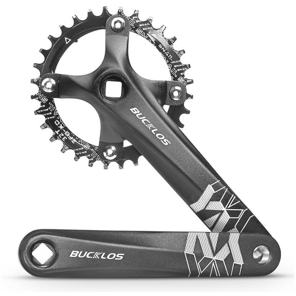BUCKLOS MTB Mountain Bike Single Speed Square Taper Crankset -170mm Cranksets Bicycle Crank Set with 104BCD 32/34/36/38/40/42T Round/Oval Chainring Fit for Ebike/Commuter Bike