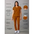 thumbnail image 3 of Adar Addition Go-Basic Scrub Set For Women - Slim V-Neck Scrub Top & Skinny Cargo Scrub Pants - A9200 - Caramel - M, 3 of 7