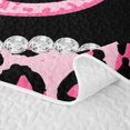 thumbnail image 5 of Manfei Leopard Print Bow Letter U Print Quilt King for Girls, Black Pink Initial Bows King Coverlet Set, 5 of 7
