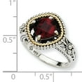 thumbnail image 3 of Sterling Silver Two Tone Silver And Gold Plated Sterling Silver w/Garnet Ring, 3 of 3