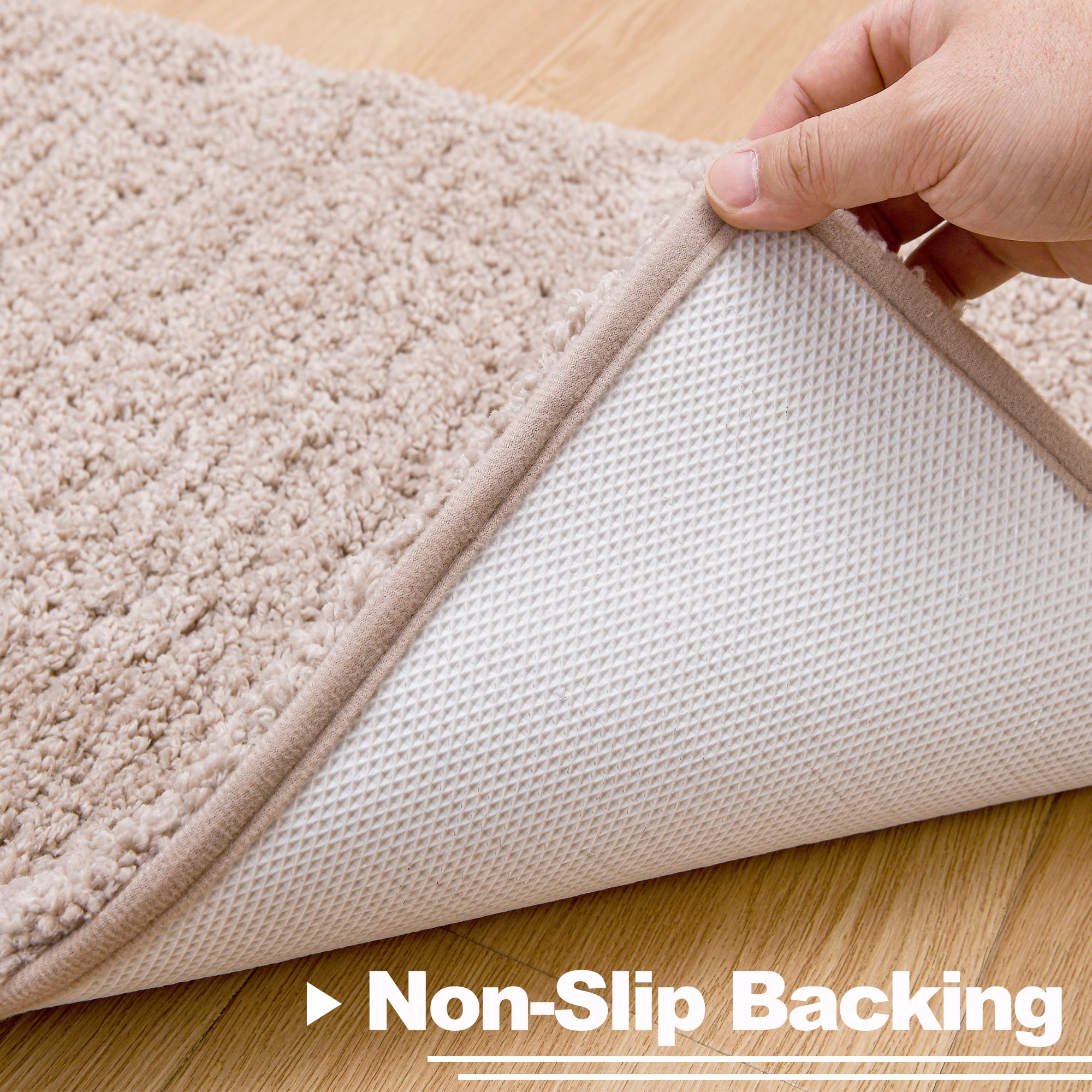XWZO Shag Soft Tufted Bath Mat for Bathroom 1 Piece, High Pile Absorbent Non Slip Bath Rug with Rubber Backing, Camel, 24x35 Inch