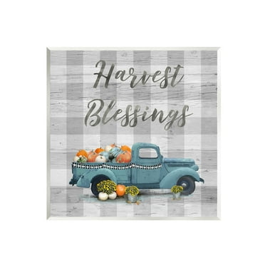 Stupell Industries Harvest Blessings Fall Pumpkin Truck Graphic Art Unframed Art Print Wall Art, Design by Nan