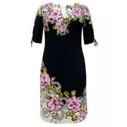 JM Collection Kate Bouquet Floral-Print Ruched-Sleeve Dress, Small