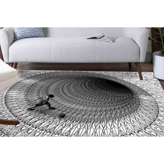 Optical Illusion Rug, 3D Effect Rug, Abstract Rugs, Modern Rugs, Soft Rug, Kitchen Rug, Pattern Rug, Indoor Rug, 3D Printed Rug, Gray Rug, 2.6'x6.5' - 80x200 cm