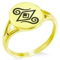thumbnail image 1 of Stainless Steel Illusionism Magic Rune Minimalist Oval Top Polished Statement Signet Ring, 1 of 1