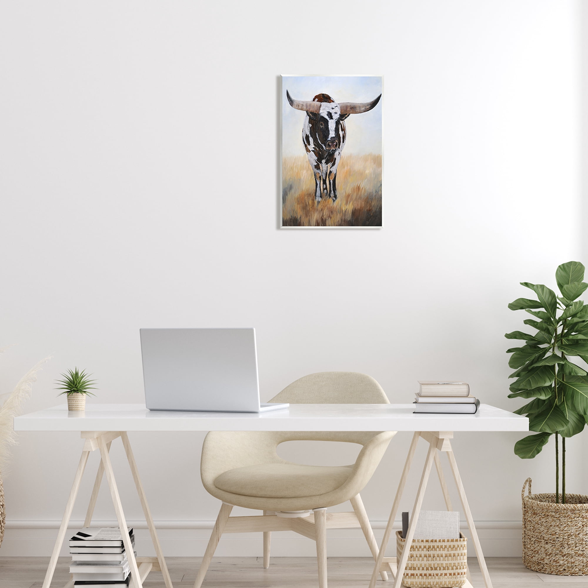 Stupell Spotted Longhorn Cattle Painting Animals & Insects Painting Wall Plaque Unframed Art Print Wall Art