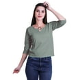 thumbnail image 1 of Moomaya Printed Keyhole Neck Ring Top Casual 3/4th Sleeve Tees Tank Tunic Top, 1 of 6