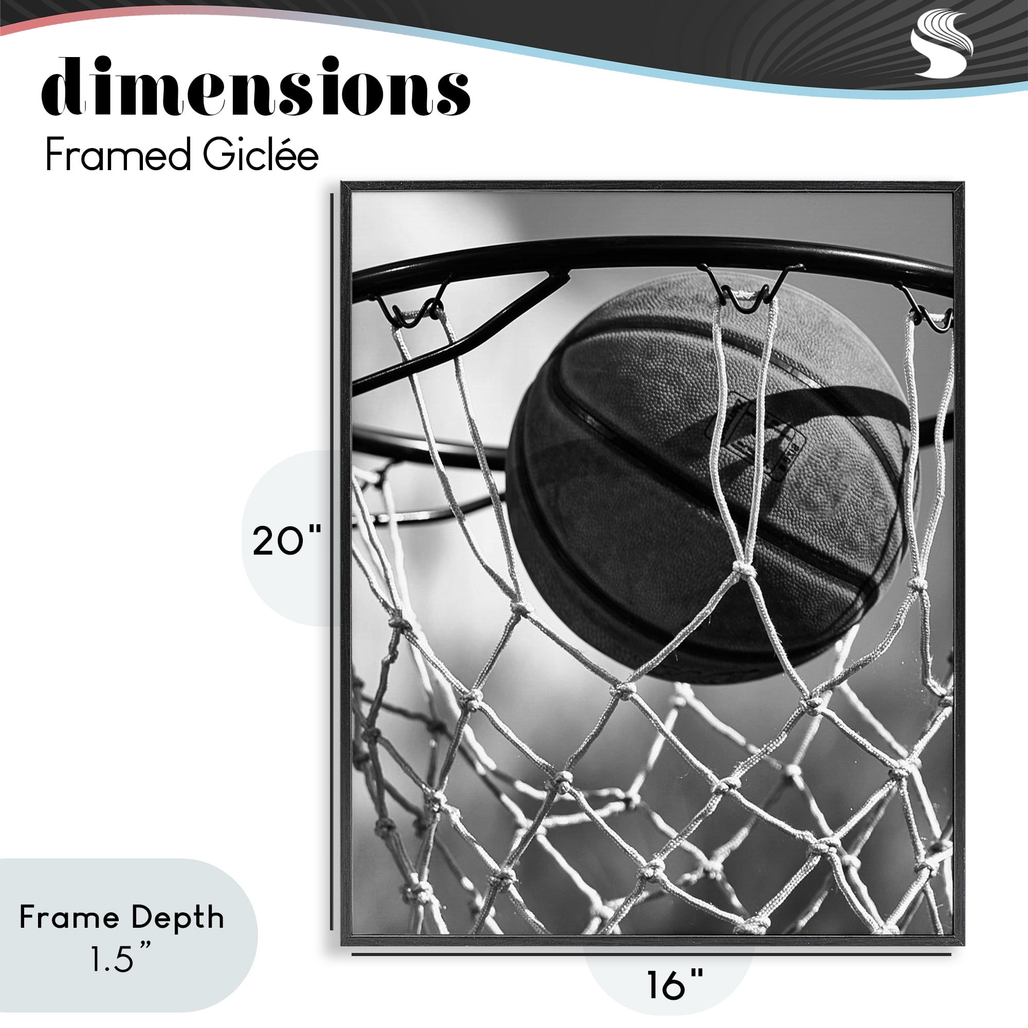 Stupell Industries Winning Basket Shot Black Framed Giclee Art, design by Marcus Prime