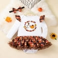 thumbnail image 2 of Vividxx Thanksgiving Baby Girls Bodysuit Outfits Sets Long Sleeve Turkey Print Romper With Hair Accessories Cute Holiday O-Neck Holiday Dailywear, 2 of 5