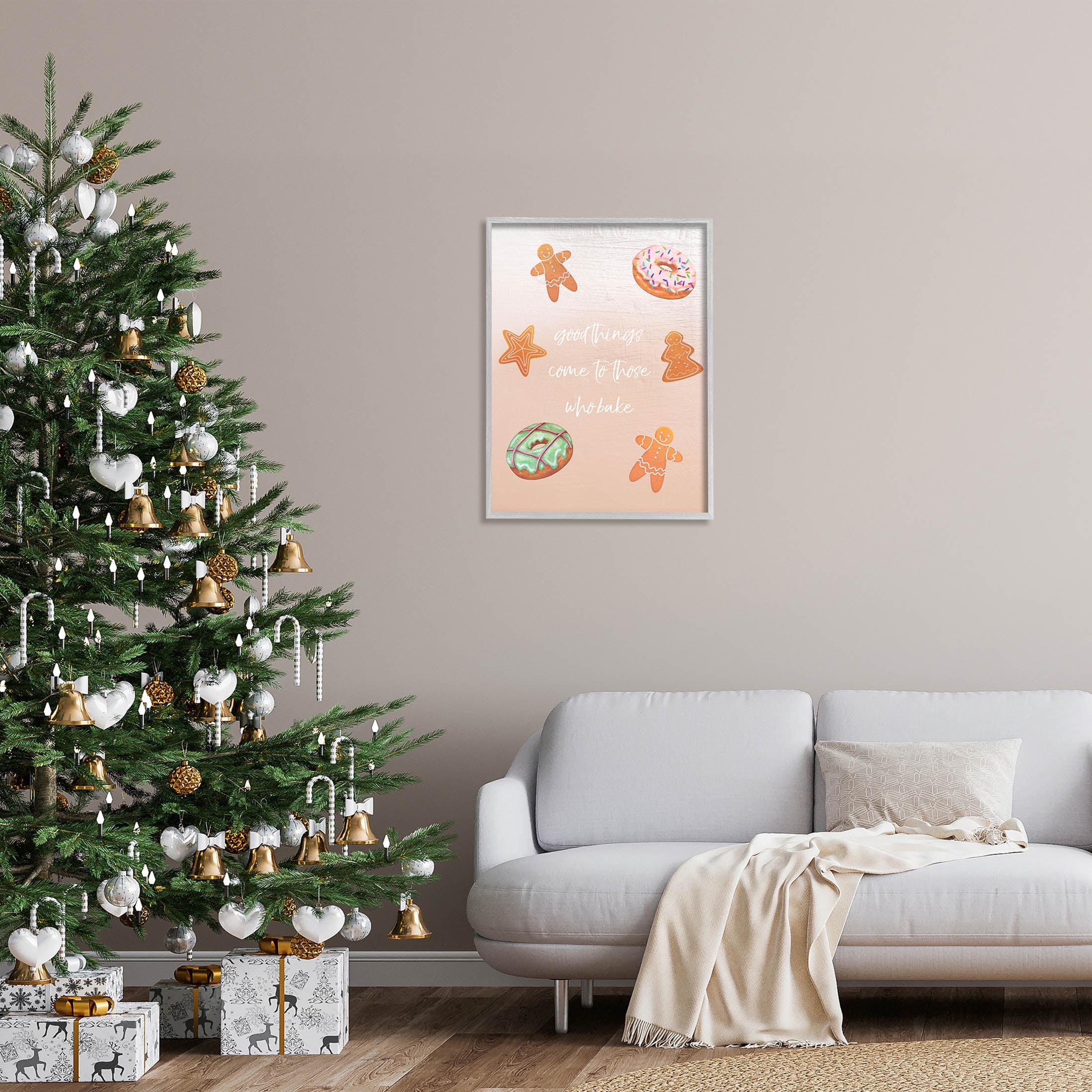 Those Who Bake Holiday Cookies Holiday Graphic Art Gray Framed Art Print Wall Art