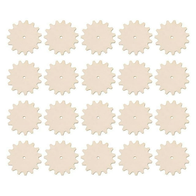 20pcs Gear Shaped Wooden Chip Toy Kit Graffiti Blank Wood Chip Decoration