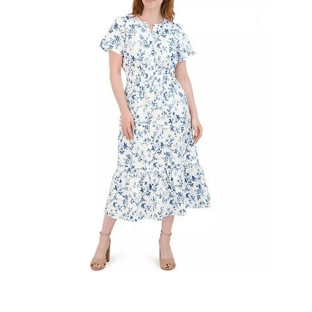 French Connection Women's Maxi Dress (Blue Floral, Medium)