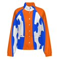 thumbnail image 5 of Jackets for Women Winter Coat Jackets Flannel Stand Collar Jacket(Blue And Orange,Size:S-4XL), 5 of 7