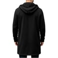 thumbnail image 5 of HBYJLZYG Men's Long Hooded Coat, Snap Button Fleece Lined Overcoat with Pockets, Casual Solid Color Outerwear for Fall Winter Daily Wear, 5 of 6