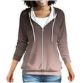 thumbnail image 3 of Womens Lightweight Zip Up Hoodies Gradient Color Hooded Sweatshirt Jacket Fashion Athletic Jackets with Pockets Brown XL, 3 of 8