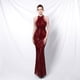 thumbnail image 1 of Banquete elegante largo halter lentejuelas damas atmósfera fría y hermosa reina vestido de noche de cola de pez, 1 of 5