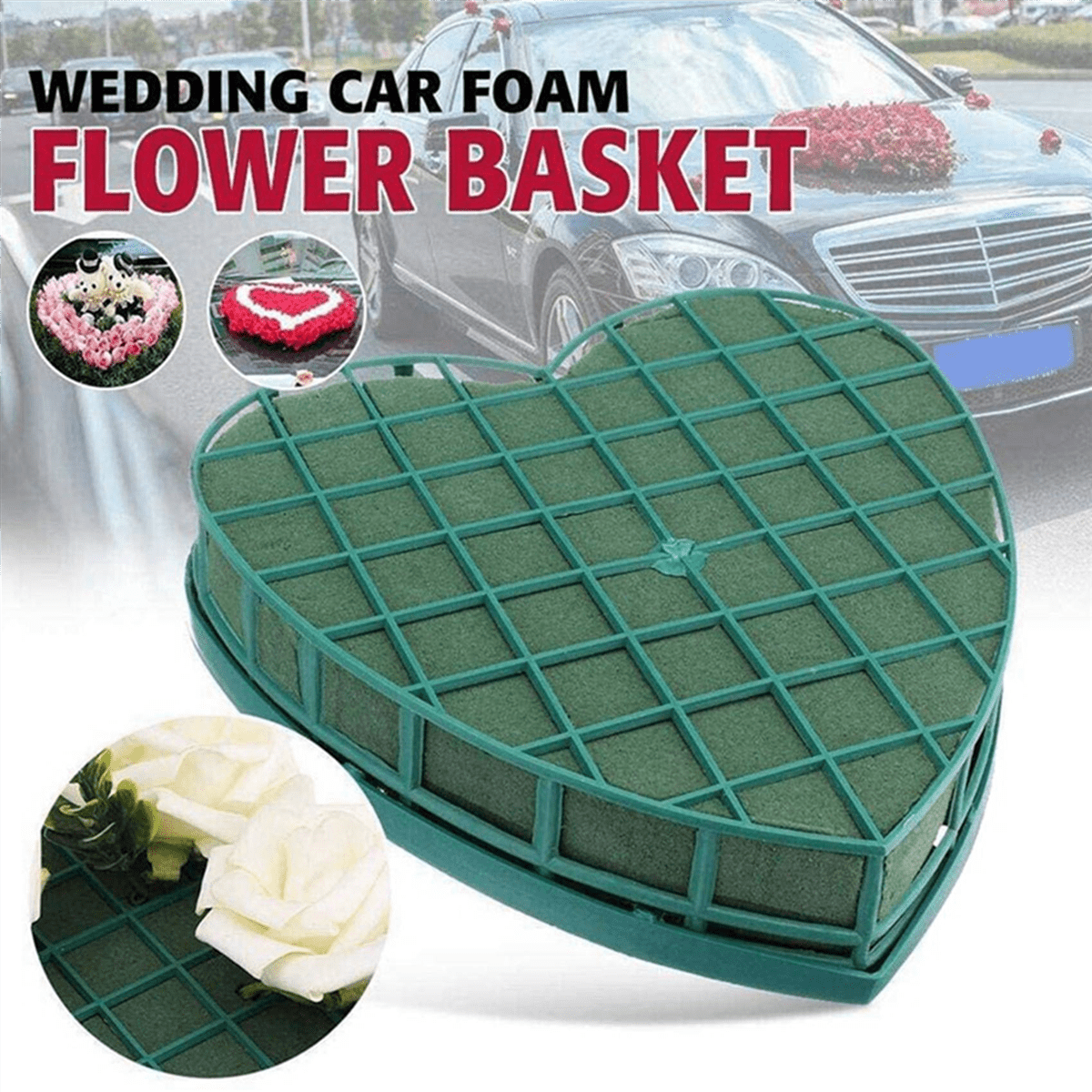 6Pcs Floral Foam Heart-Shaped Flower Holder with Floral Foam for Wedding Centerpiece Party Car Table Floral Arrangement