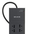thumbnail image 4 of Belkin Protector contra sobretensiones de 8 tomacorrientes con 8 tomas de CA y enchufe plano de 8 pies de largo, cable de extensión resistente con certificación UL para el hogar, la oficina, los viaje, 4 of 5