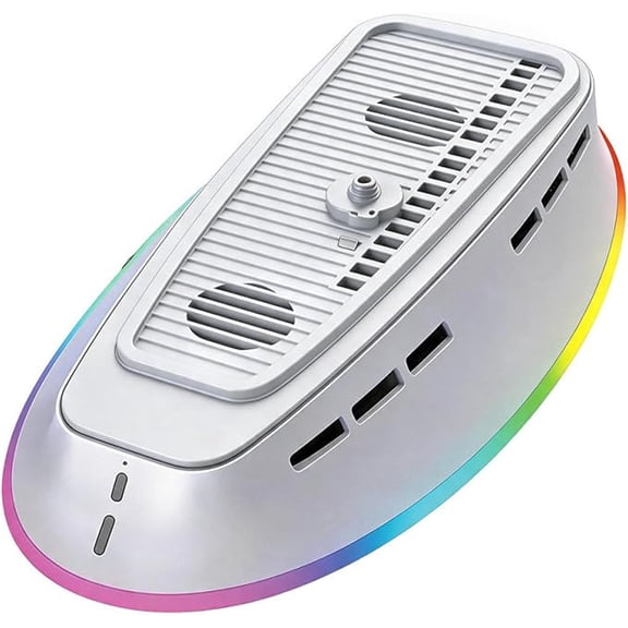 Cooling Station for PS5/ Slim/Pro Disc and Digital, RGB Dual Fans Cooling Stand with 2 USB Port, Second Speed Adjustment
