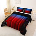 thumbnail image 2 of Manfei 3D Neon Stripes Queen Comforter Set, Gradient Vertical Lines Comforter Sets Queen, Blue Red Black, Black Reversible 3 Pieces, 1 Comforter and 2 Pillowcases, 2 of 6