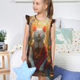 thumbnail image 4 of Balery Sunshine Flower Meditating Cat Camisón de princesa para niñas, pijama de algodón con mangas abullonadas, suave y bonito.-X-Large, 4 of 6