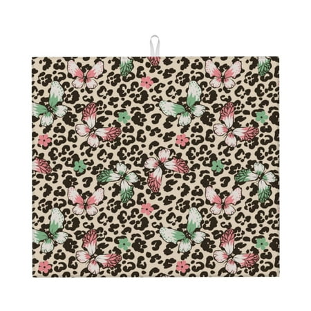 

Uemuo Leopard Dots Pattern Dish Drying Mat 16*18 inch Absorbent Dish Drainer Kitchen Counter Large Size Dish Drying Pad for Countertops Sinks Draining Racks
