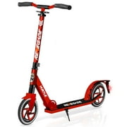 Hurtle Renegade Lightweight Foldable Teen and Adult Commuter Kick Scooter, Red