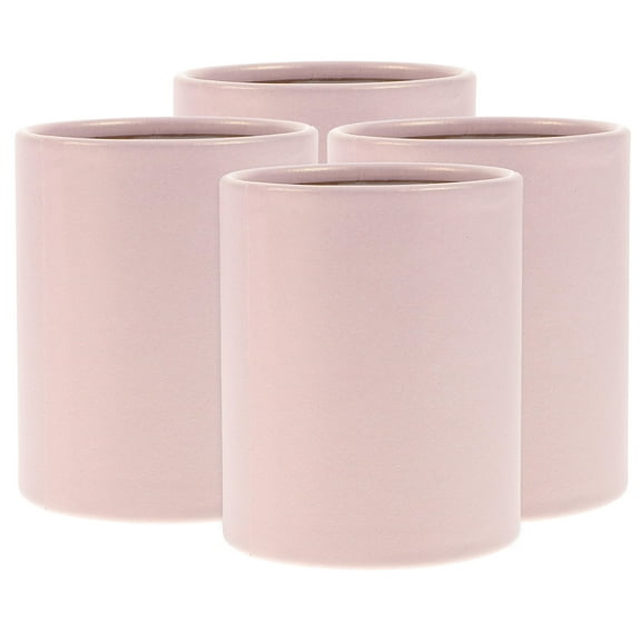 HIAKDOFT 4Pcs Pink Flower Buckets for Family and Friends Cylindrical Shape for Everyday Decoration