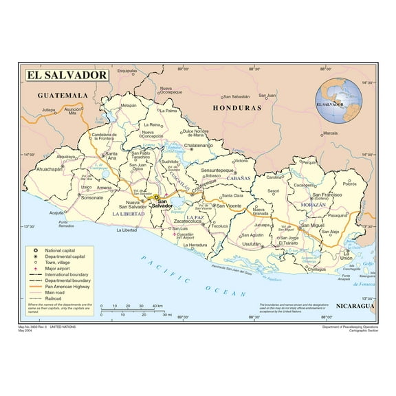 Palmetto Posters Map of El Salvador 24" x 31" Poster