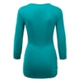 thumbnail image 2 of Made by Johnny Women's Deep V-Neck 3/4 Sleeve Slim Fitted T-Shirt Casual Cross Surplice Wrap Tops XXXL JADE, 2 of 6