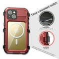 thumbnail image 6 of Dteck Waterproof Case for iPhone 15 Pro Max,Shockproof Aluminum Alloy Built-in Screen Protector IP68 Underwater Case Military Dropproof Mag Safe Full-Body Protection Clear Back Cover,Red, 6 of 14