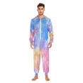 thumbnail image 3 of 1 Piece Adult Onesie Pajamas Cozy & Loose-Fit Sleepsuit Loungewear with Pockets Tie-dye Clouds Pattern X-Large, 3 of 7