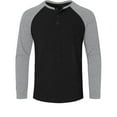 thumbnail image 4 of ZVNAΖH Men's Henley Shirts Raglan Long Sleeve Slim-Fit Casual Baseball Tee Shirt Lightweight Button Patchwork Color Pullover Shirts, 4 of 6