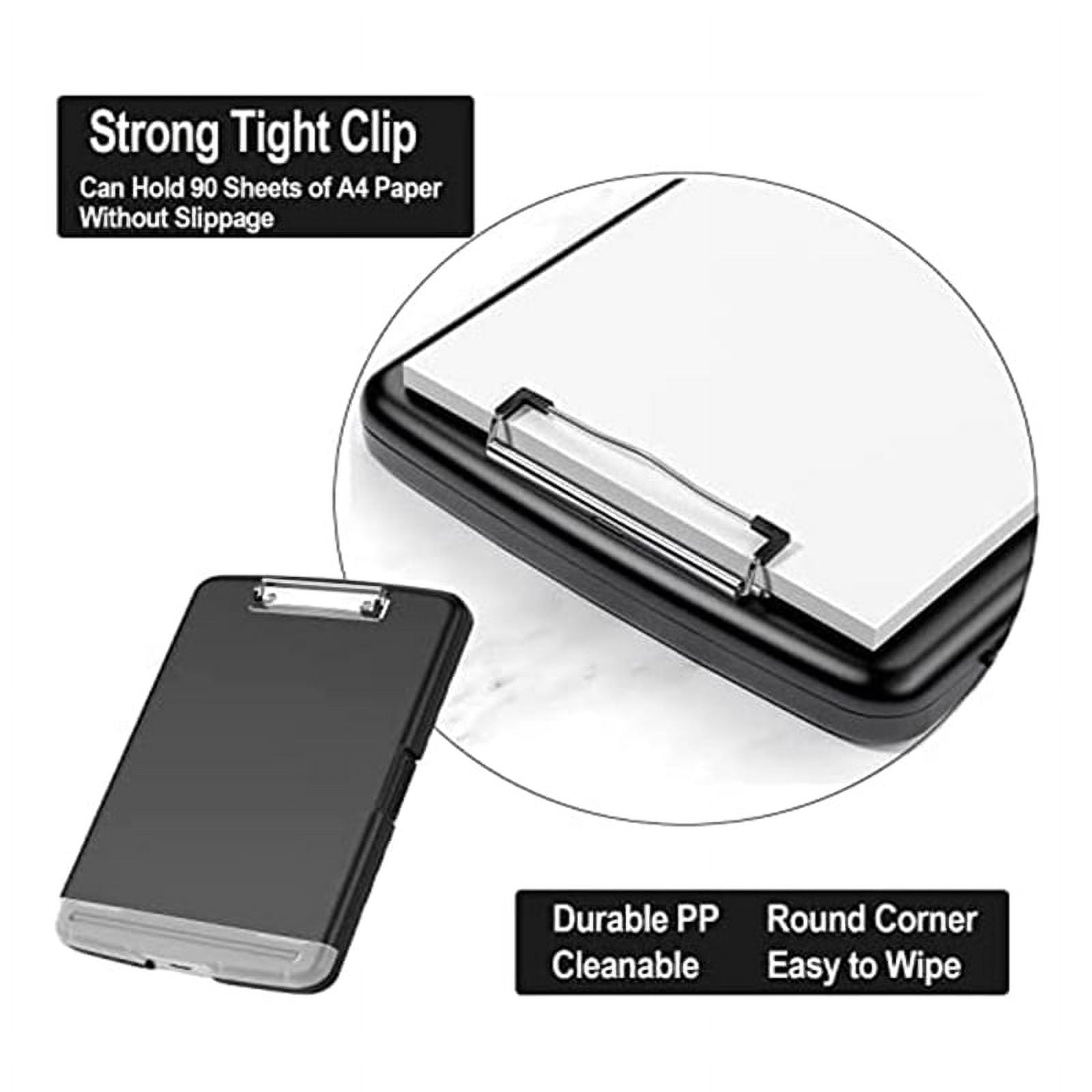 2Pack Clipboard with Storage,A4 Size High Capacity Nursing Clipboards,Heavy Duty Office Clipboard Folder with Metal Clip,2 x Storage Clipboard,Black